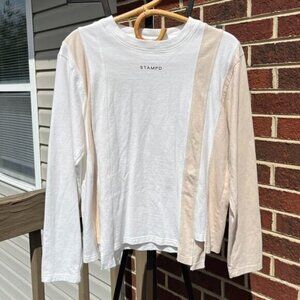 Stampd White & Beige Color Block Long Sleeve Shirt Small